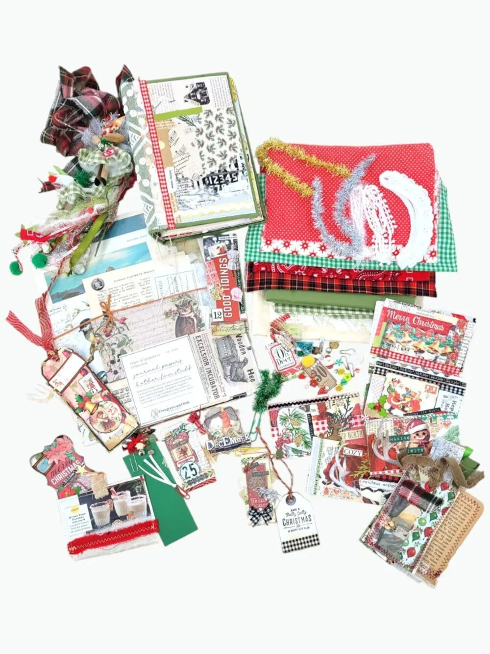 Christmas Junk Journal and Deluxe Kit • 133+ Embellishments • Ready to Decorate